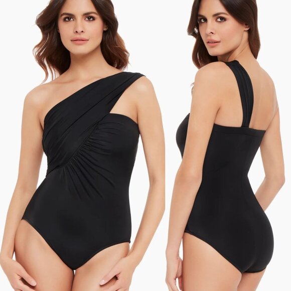 New! Magicsuit Black Goddess One Shoulder One Piece Swimsuit 20559 - Picture 1 of 13